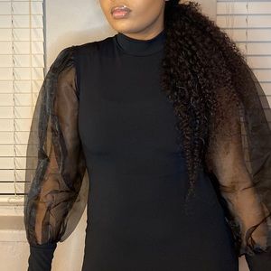 Sheer Puff Sleeve Dress